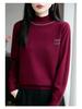 Autumn/Winter Rhinestone Semi-High Neck Knitted Sweater Top for Women