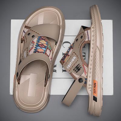 Men's Triple Color Beach Sandals 39-44 | Black Grey Khaki Outdoor Shoes Non-Slip Sole Arch Support for Summer Swimming & Walking
