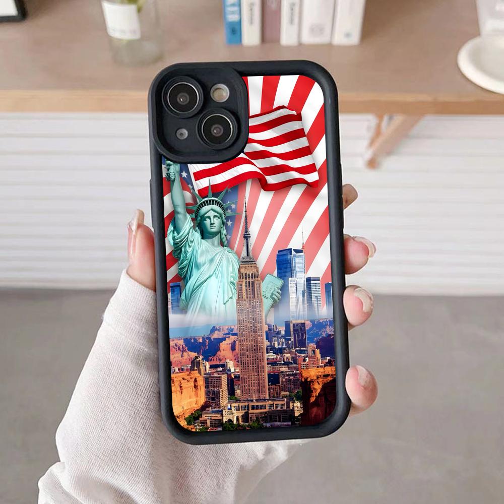 USA America Flag Thicken TPU Mobile Phone Case for iPhone 17 16 15 14 13 12 11 Air Pro Max Plus Colorful Cover