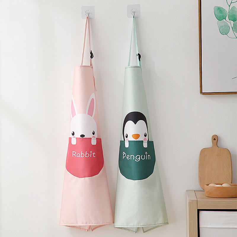 Waterproof & Oil-Proof Cartoon Animal Apron with Large Pocket for Autumn and Winter