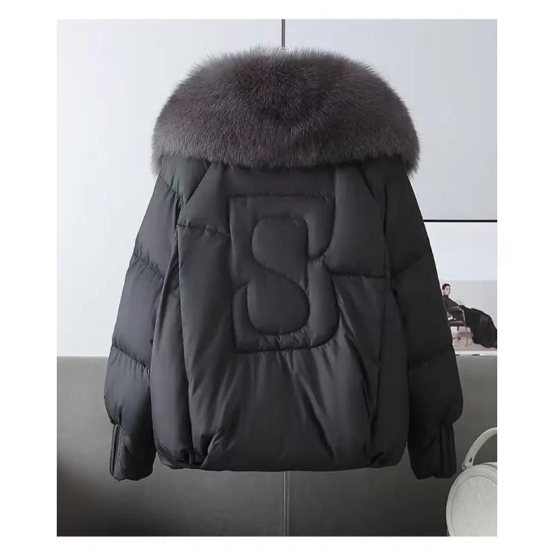 Fashion Winter Down Jacket Women Korean Big Fur Collar Thick Short Parkas Warm Snow Outerwear