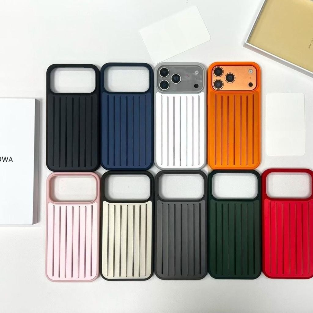 Aluminiumlegering För RIMOWA Lyxig Affärs Resväska Fodral För IPhone 17 Pro Max 16 15 14 13 3D Vågmönster Stilfull Förbättra Anti-dropp Skyddsskal