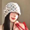 Polka Dot Lace Slouchy Hat for Women Spring Summer Thin Breathable Korean Style Face Slimming Turban Large Head Circumference Versatile Cap