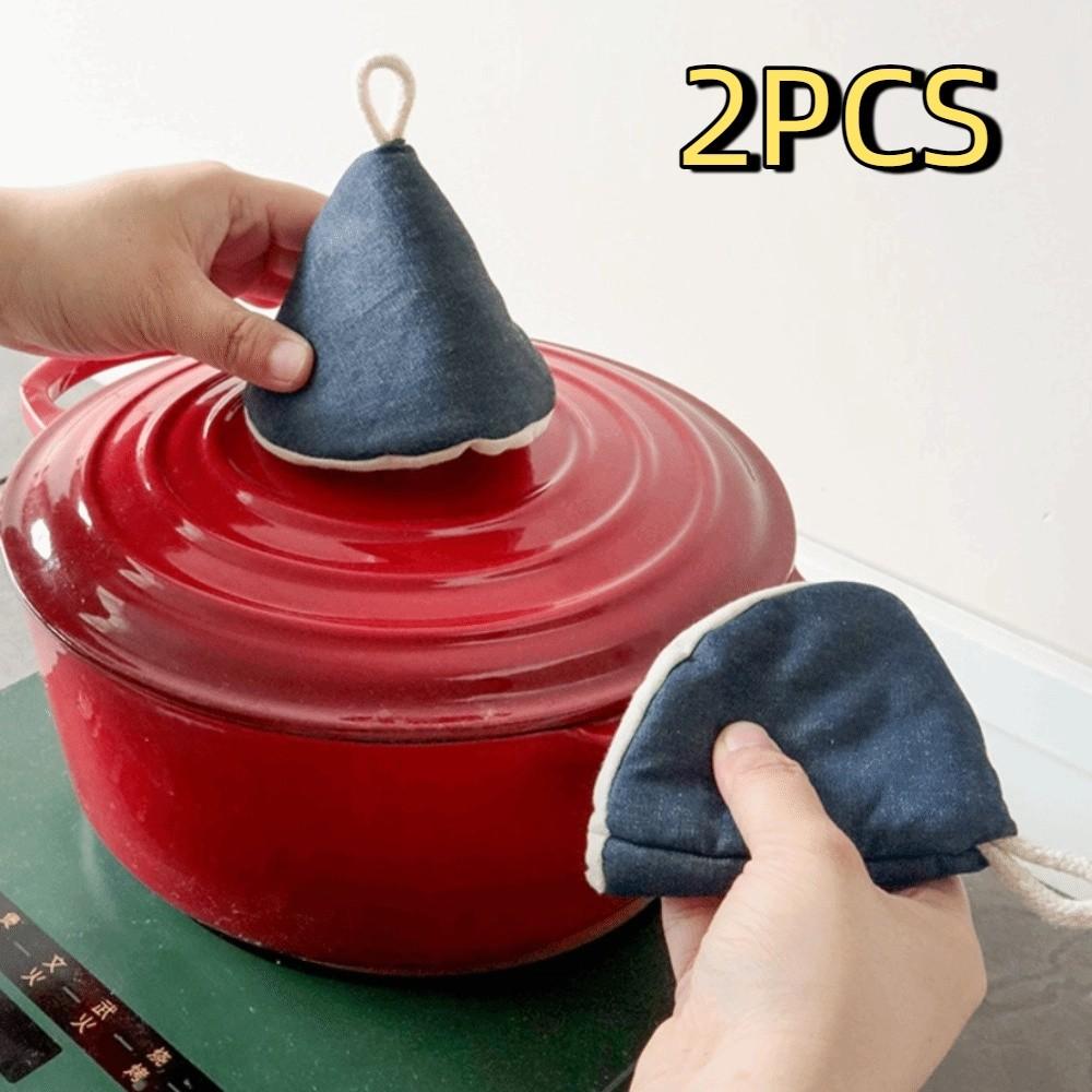 2PCS Cotton Mini Pot Hat Microwave Safe Pot Handle Gloves Anti-Scalding Pot Hat  Microwave Cooking
