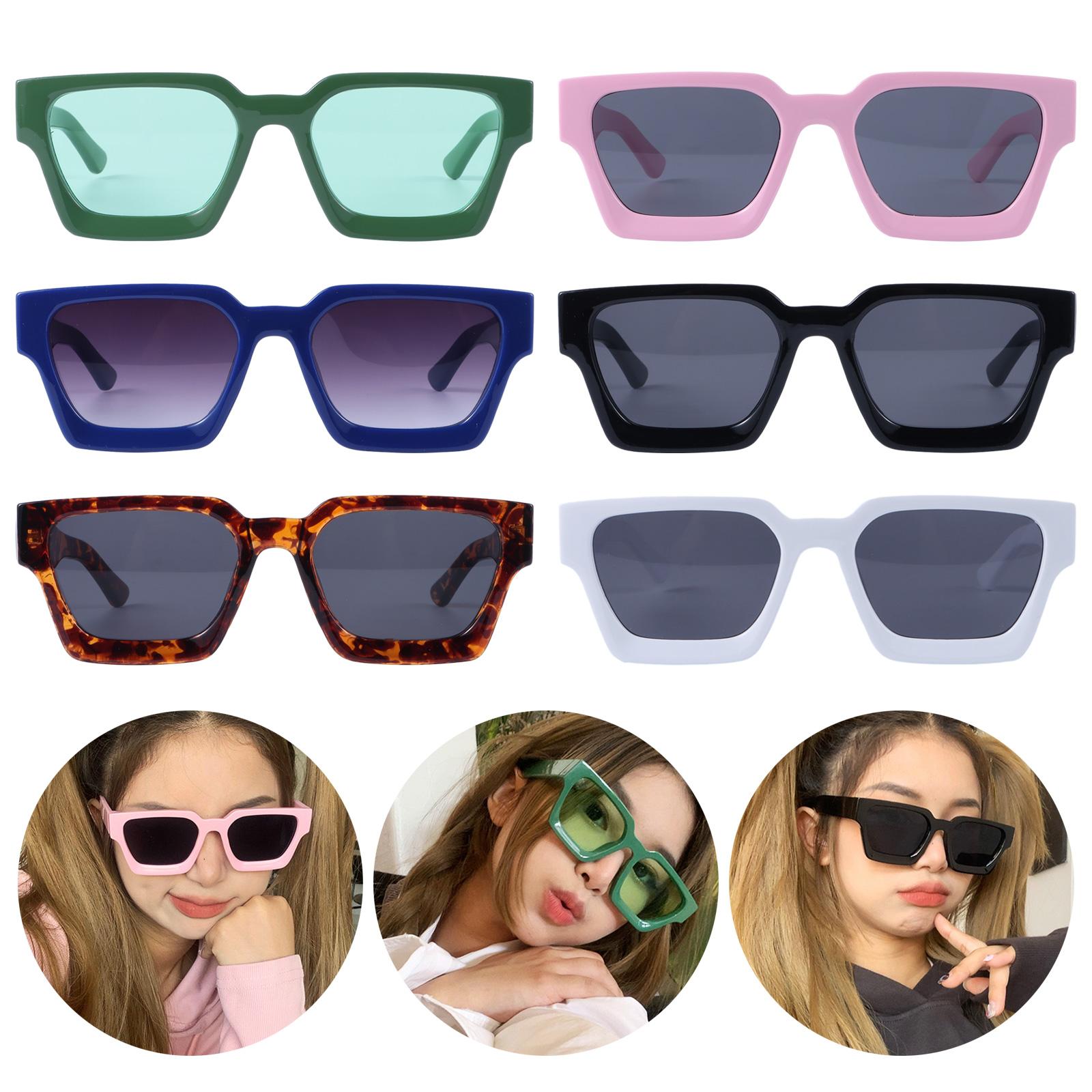 

Ins Popular Square UV400 Thick Frame Shades Black Sun Glasses Sunglasses for Women Men