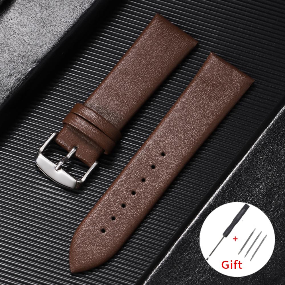 12mm 14mm Ultra-dünnes Leder Uhrenarmband Universelles Weiches Uhrenband 16mm 18mm 19mm 20mm 21mm 22mm Damen Herren Ersatzarmband