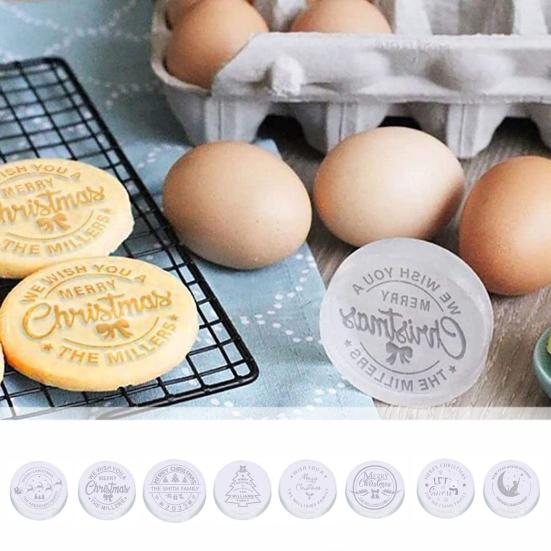 

8 шт., штамп для печенья с Рождеством, прозрачный узор, 3D рельефный дизайн, уникальный штамп для выпечки, экономящий время, штамп для выпечки рождественского печенья