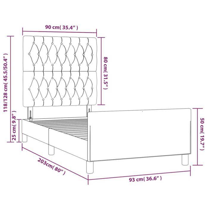 VidaXL Bed Frame with Headboard Dark Blue 90x200 Cm Velvet3125920
