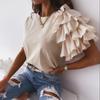 Fashion Women's Summer Ruffle Short Sleeves Round-Neck  Casual Tee Tops