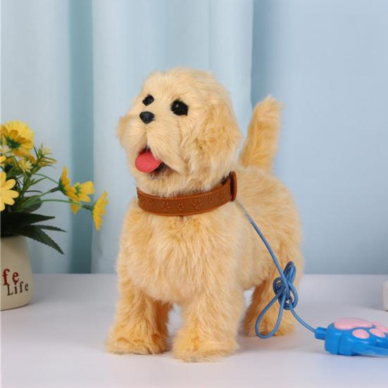 Yousheng Electric Plush Dog Toy with Leash Licking Tongue Walking Puppy Plushie with Touch Sensing Lifelike Sounds Toddlers Interactive Simulation