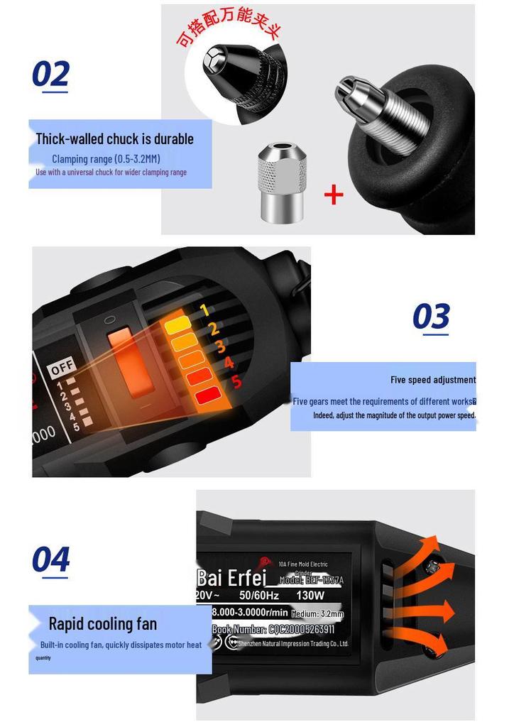 Mini-Hand-Elektroschleifer für Holzschnitzerei, Jade-Politur & Gravur