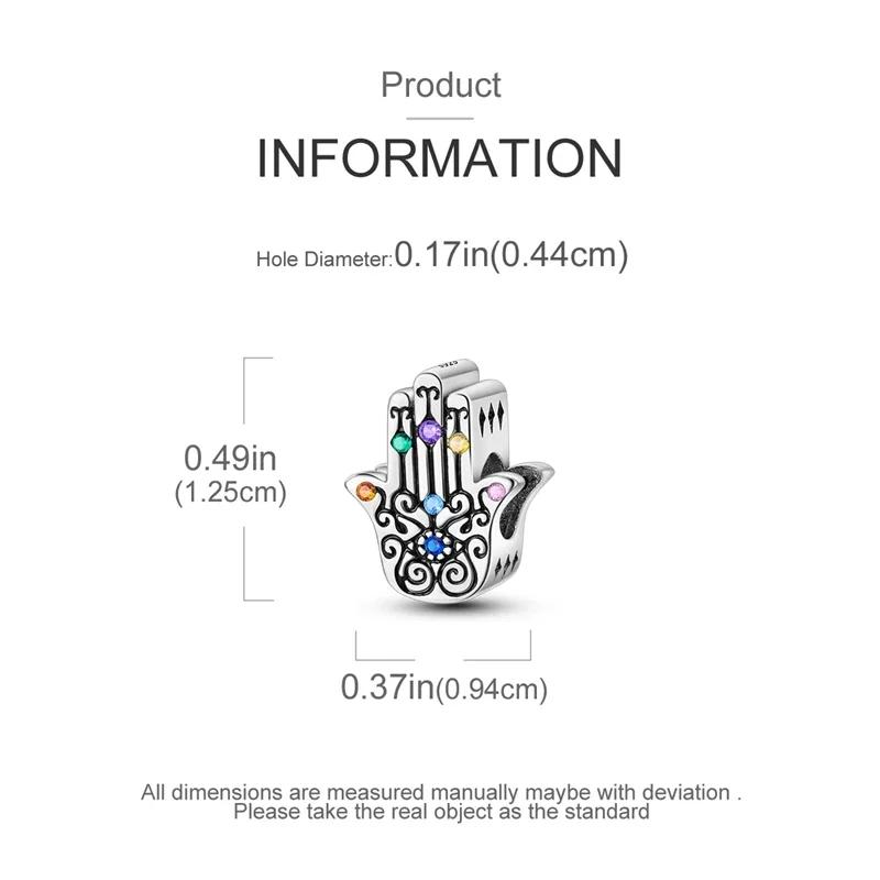 Authentic Charm Bead Charms copper Colorful Retro Patterned Palms Bead Charms Compatible With Charm Bead Charms Plata Bracelets for Women Jewellery Ma