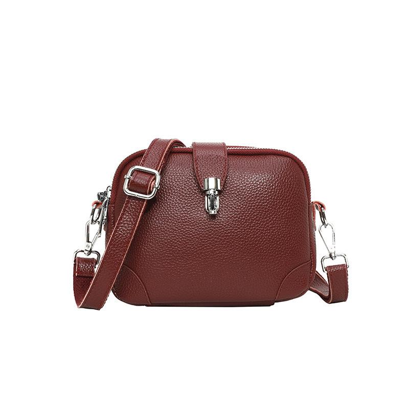 Η πρώτη στρώση γυναικεία τσάντα ώμου από δέρμα αγελάδας άνοιξη και καλοκαίρι νέα κλειδαριά τσάντα messenger από γνήσιο δέρμα μεγάλης χωρητικότητας ευέλικτη μικρή τετράγωνη τσάντα