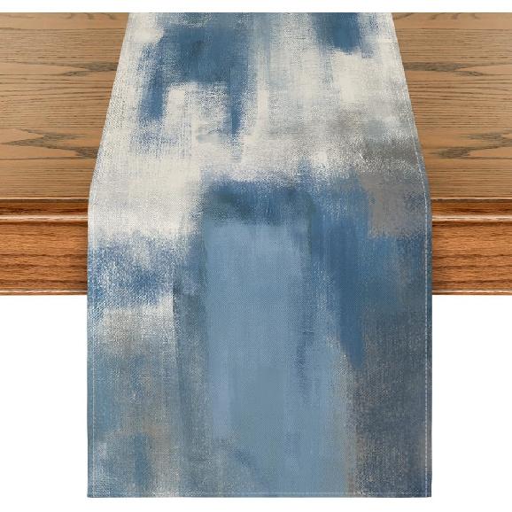 Artoid Mode Brown Abstract Modern Art Table Runner, Seasonal Farmhouse Style Kitchen Dining Table Decoration for Home Party Decor 13x72 Inch