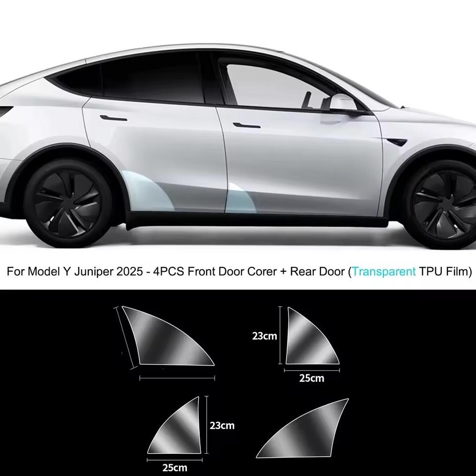 Fit Tesla Model Y Juniper 2025 Front Door Corner Anti-Scratch Film Rear Door Protective Films Invisible Car Clothing TPU Film