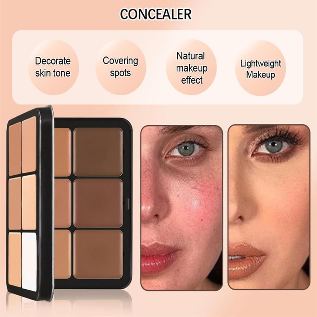 Makeup Cream Concealer Blending Full Coverage Natural Matte Cream Control Color Correcting Concealer Face Makeup Palette 12-Color Palette, Palette,
