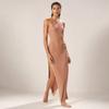 2026 Womens Solid Color Knit Beach Cover-Up Dress Sleeveless Wrap Style Long Skirt Swimwear