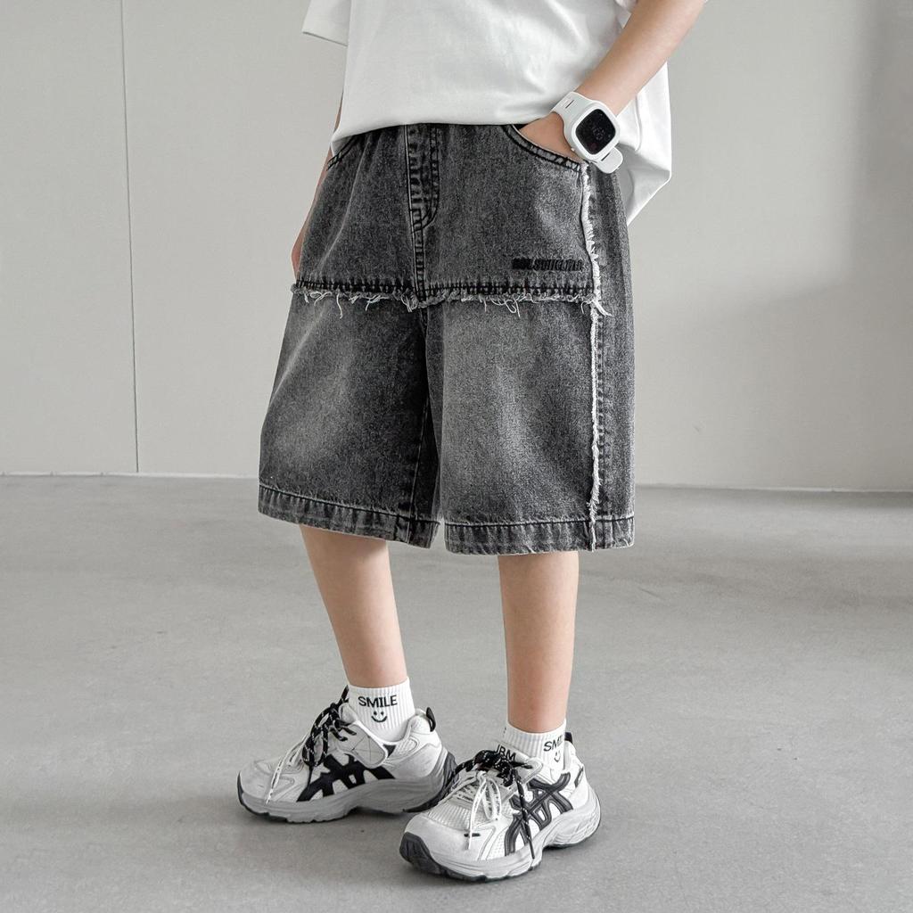 Boys' Summer Denim Shorts - Stylish, Trendy Mid-Length Capris for Big Kids