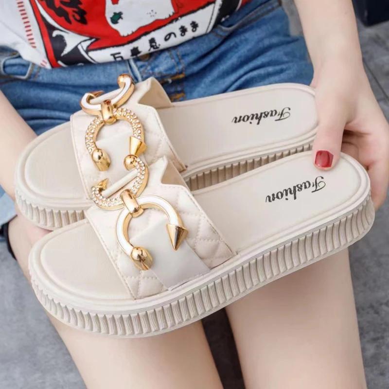 Мода Новая Мода Женские Тапочки Лето Женские Тапочки Для Дома Улицы Вьетнамки Пляжная — фото 7