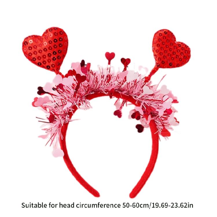 Banquet Prom Party Hairband Woman Valentines Headband Heart Tinsel Headband