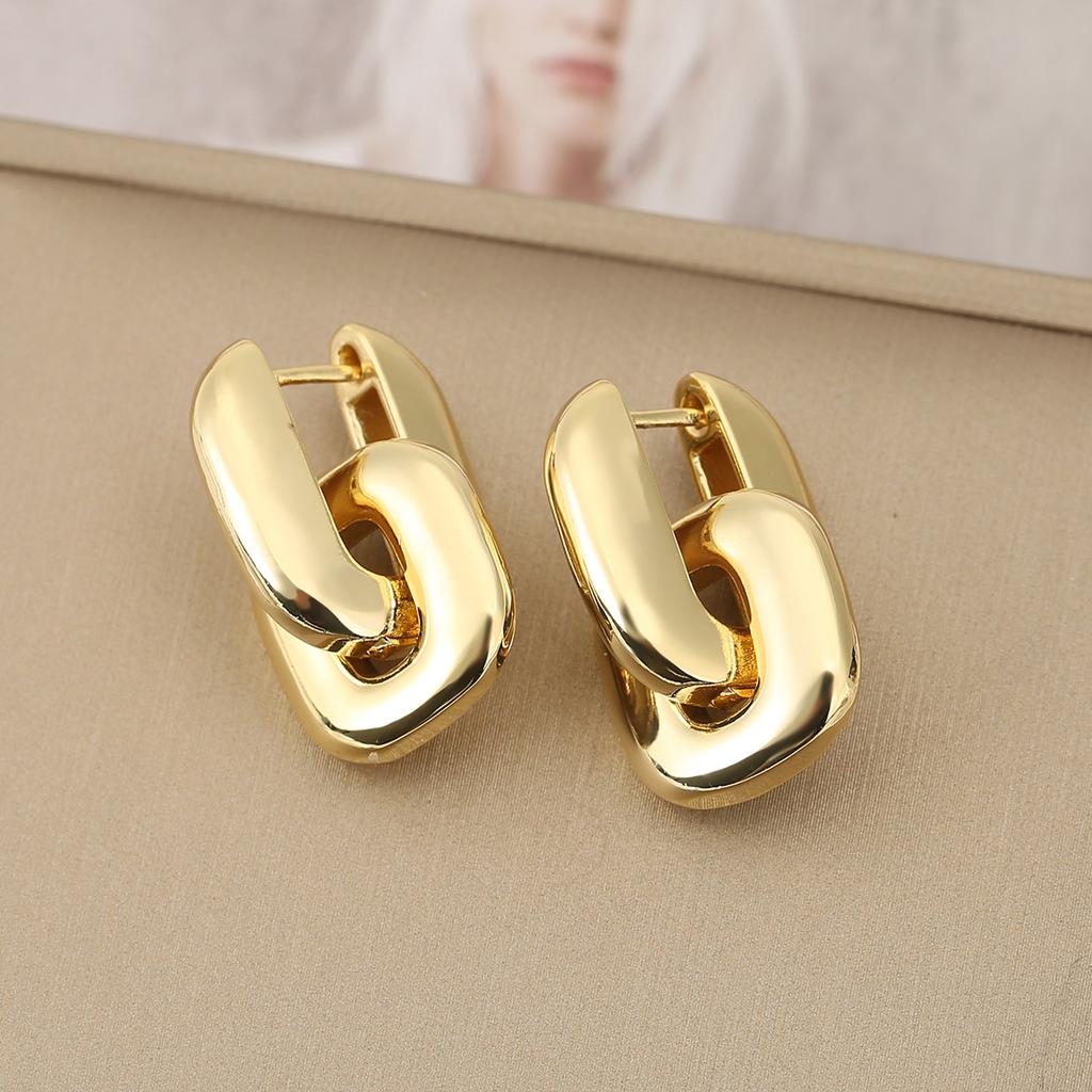 Elegant Geometric Interlocking Hoop Earrings Exquisite Versatile Studs Chic Jewelry Gift For Women