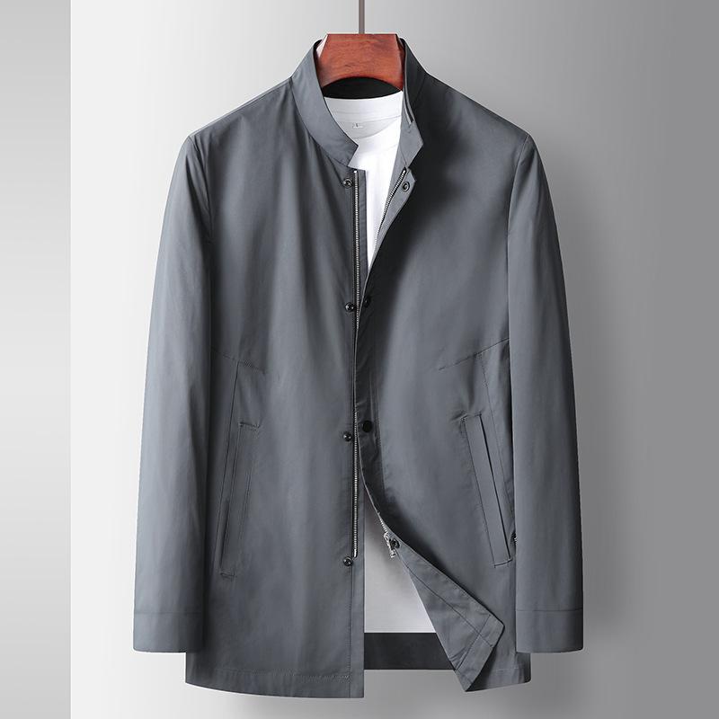 Spring and Autumn Stand-up Collar Micro-elastic Solid Color Middle-aged and Young Business Leisure Anti-wrinkle Non-ironing Jacket