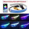 2Pcs Car LED Headlight Strips Super Bright Flexible Waterproof Easy Installation LED Daytime Running Light Strips With App Control Auto Accessories