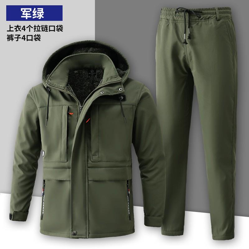 Camouflage Fleece Cycling Suit Water Resistant Thermal Winter Outdoor Workwear