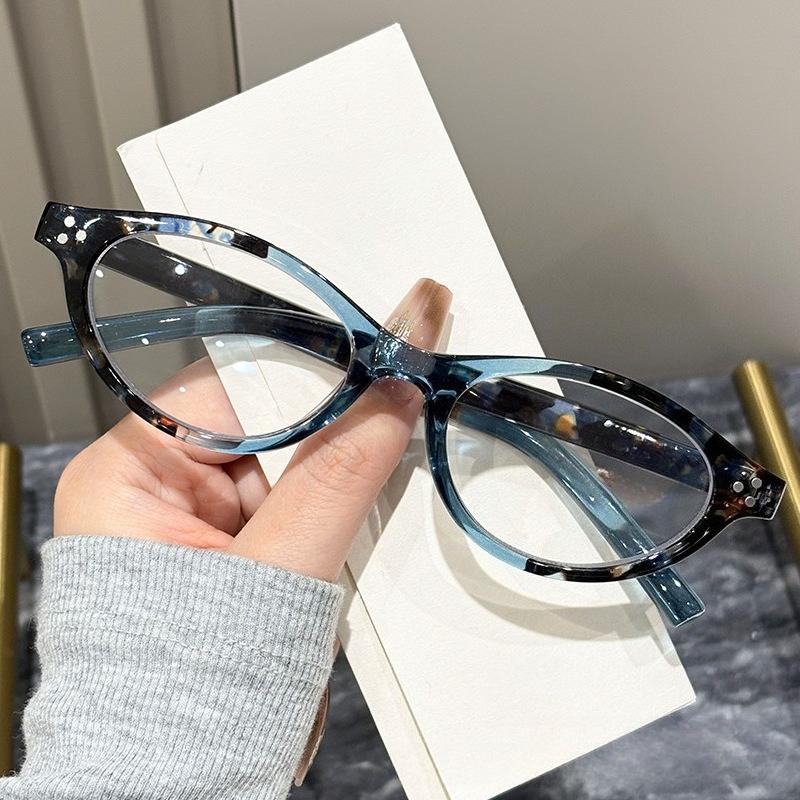 Stylish Women's Cat Eye Reading Glasses Men Classic Retro Far Sight Eyeglasses Flora Printed Ultralight Oval Frame Presbyopia