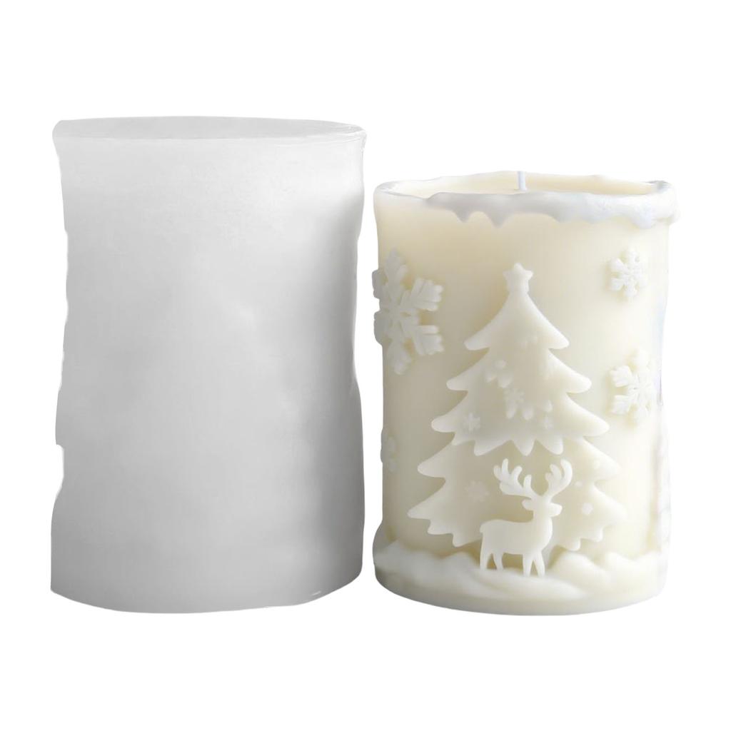 Christmas Candle Mould Silicone Molds Ornament Molds Castings Molds Snowflake Cylinder Plasters Molds Craft Supplies