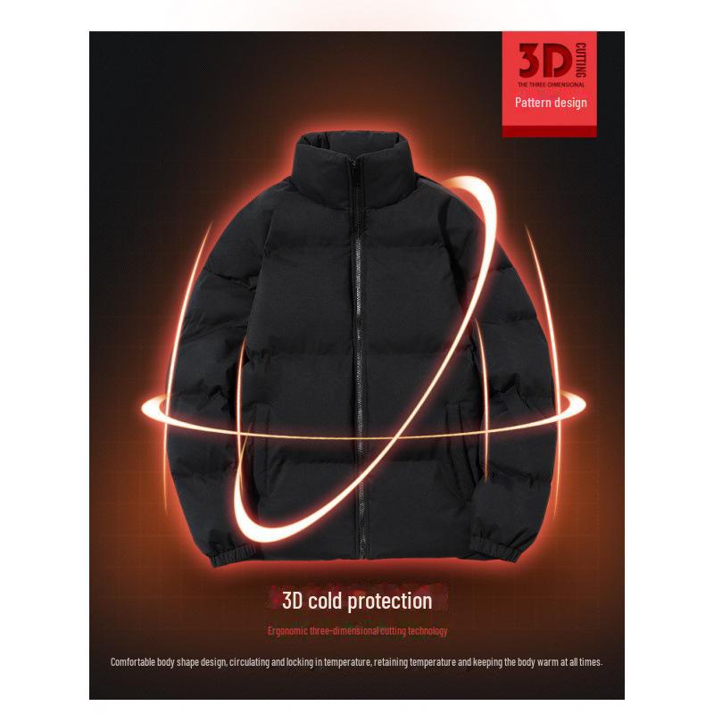 Herren Trendiger Einfarbiger Dicker Baumwoll Stehkragen Mantel