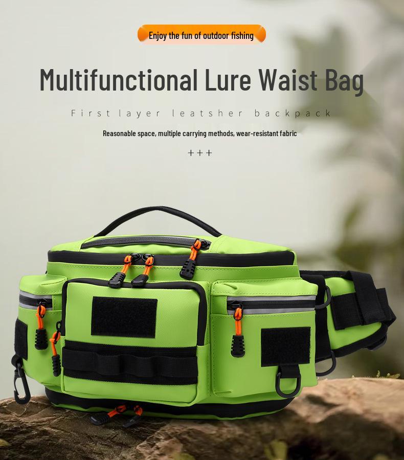 Men's Multifunctional Outdoor Cycling & Fishing Waist Bag - Expandable Crossbody Lure & Rod Storage Bag