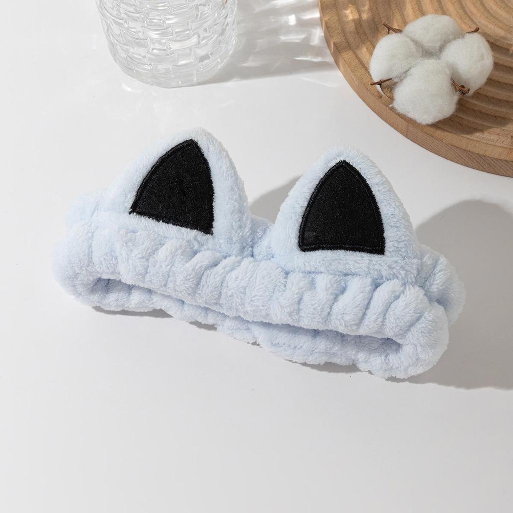 Korean Style Cartoon Cat Ears Coral Fleece Non-Slip Hair Tie Headband for Women