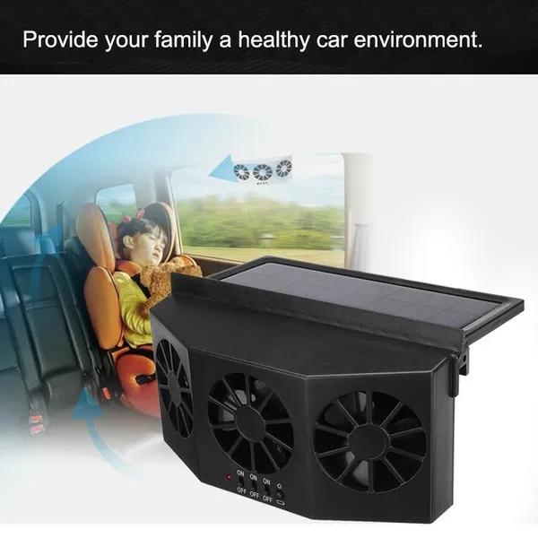 Ventilador de Ventana de Coche con Energía Solar Auto Ventilado Aire Acondicionado Frío 3 Ventiladores Refrigerador Nuevo