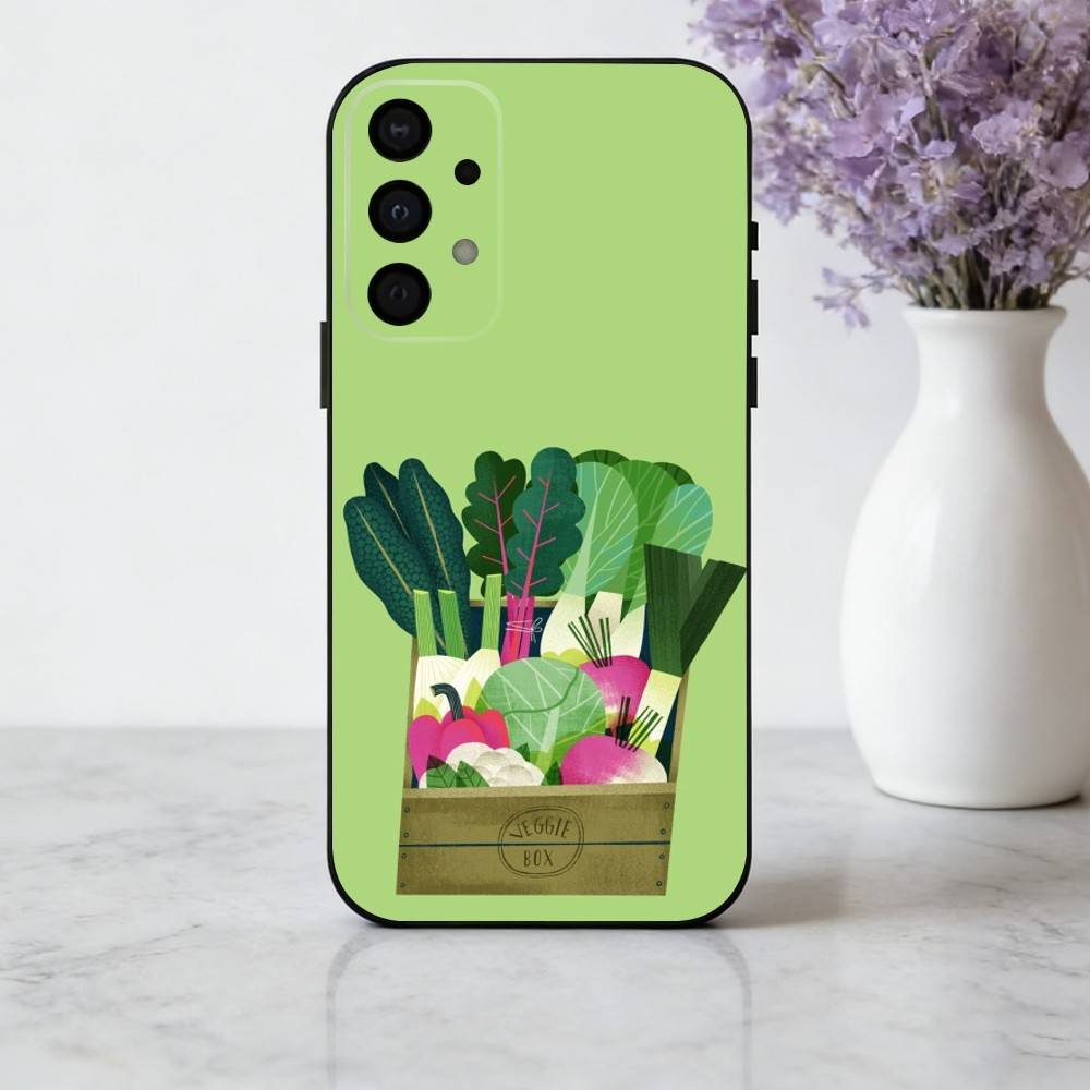INS CUTE Organic Vegetable Phone Case For Samsung Galaxy A73,A72,A71,A70,A53,A52,A51,Soft Silicone Black Cover