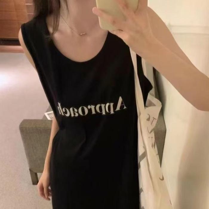 

Source vest, nightdress, summer women s thin style, simple and can be worn outside, loose large size loungewear, long dress, gram 160(M)