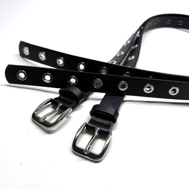Punk PU Belt Adjustable Waistband with Large Eyelets For Casual and Formal Outfit Waist Strap for Women Teens
