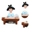 Girl Resin Statue Figurine with Light Folk Ethnic Decoration Doll Toy Gift Traditional Chinese