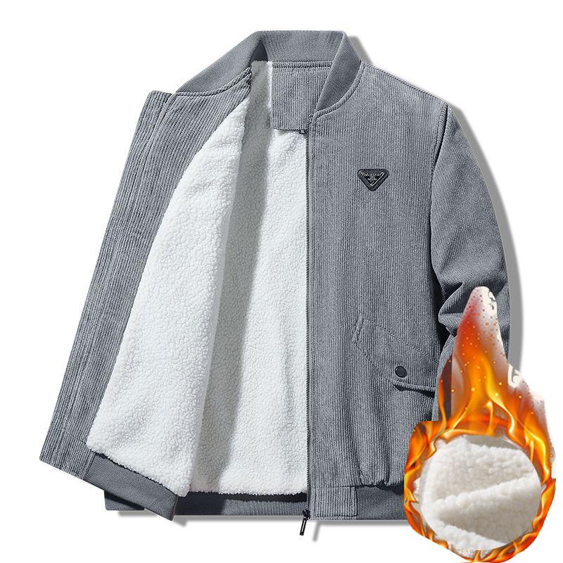 Herrars Nya Höst- och Vinter Casual Fleece Varm Plus Sammet Kavaj Utomhus Lös Casual Jacka För Män