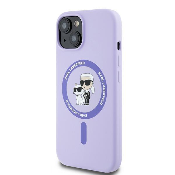 Karl Lagerfeld Klhmp15Sscmkcrhu Iphone15 6.1 Fioletowy/Purple Hardcase Silicone Karl&Choupette Heads Ring Magsafe