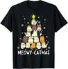 Meowy Catmas Cat Christmas Tree Girls Boys Funny Santa T Shirt
