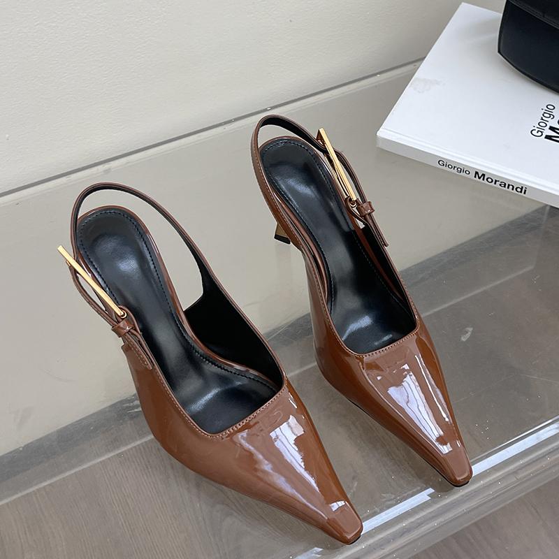 Fashion Leopard Pumps Footwear New Elegant Women Heeled Shoes Fashion Buckle Strap Female Pointed Toe Slingbacks Ladies High Heels Shoes