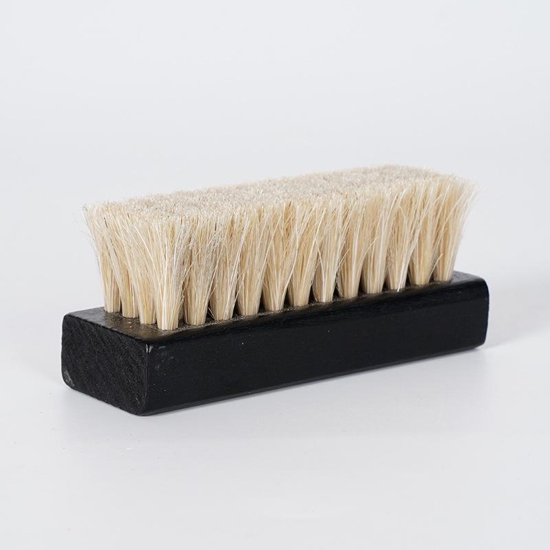 Beechwood Horsehair Soft Bristle Square Brush for Leather Shoe Cleaning and Care