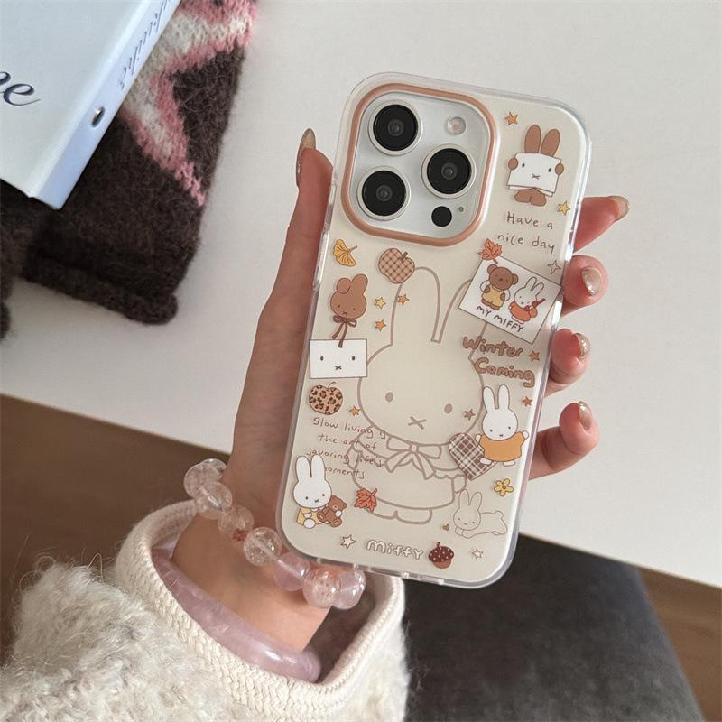 Maple Leaf Rabbit Illustration iPhone Case for iPhone17, 16ProMax, 15, 14 - Autumn/Winter Design