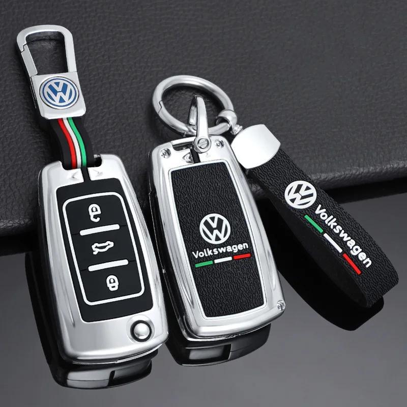 Hot Zinc Alloy Silica Gel Car Key Case Cover For Volkswagen VW Polo Golf Passat Tiguan Beetle Caddy T5 Up Eos Keychain Accessori