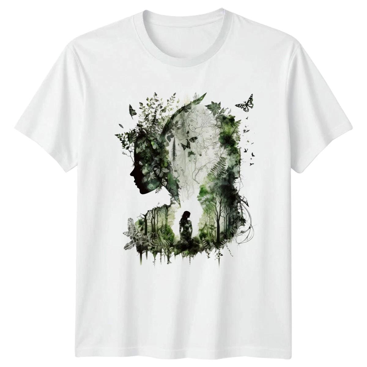 Forest Woman Silhouette Nature T-Shirt Woodland Art XXL