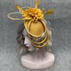 Top hat, three-layer linen yarn, premium headband, headgear, Yan Hui hair accessories, feather, big hat, mesh hat, top hat.