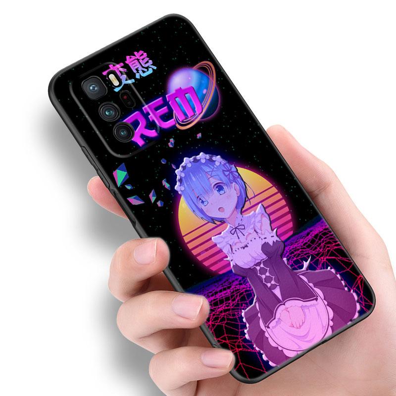 Anime Cute REM Black Silicone Phone Case For Xiaomi POCO X3 X4 NFC F3 F4 GT F5 M3 M4 M6 X5 X6 Pro 5G C55 C65 M5