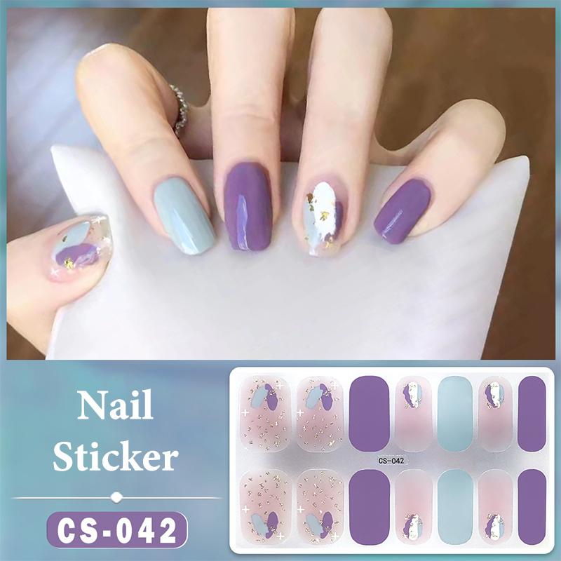 14 Nails Simple Waterproof Nail Wraps Full Cover Nail Stickers Firm And Not Easy To Fall Off Multi Color Nail Art For Women'S D