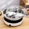 1 Set 30cm Double-Flavoured Pot with Lid Binaural Anti-scalding Stainless Steel Induction Cooker Compatible Single-layer Thicken Soup Hot Pot Home